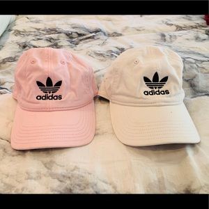 Two Adidas Original Hats Pink and White